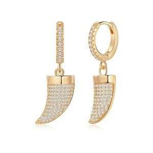 Crystal 14k Gold Plated Horn Earrings